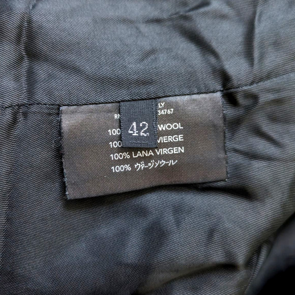 Prada 100% Virgin Wool Black Woven Pea-Style Coat Size 42 Medium - Picture 8 of 8